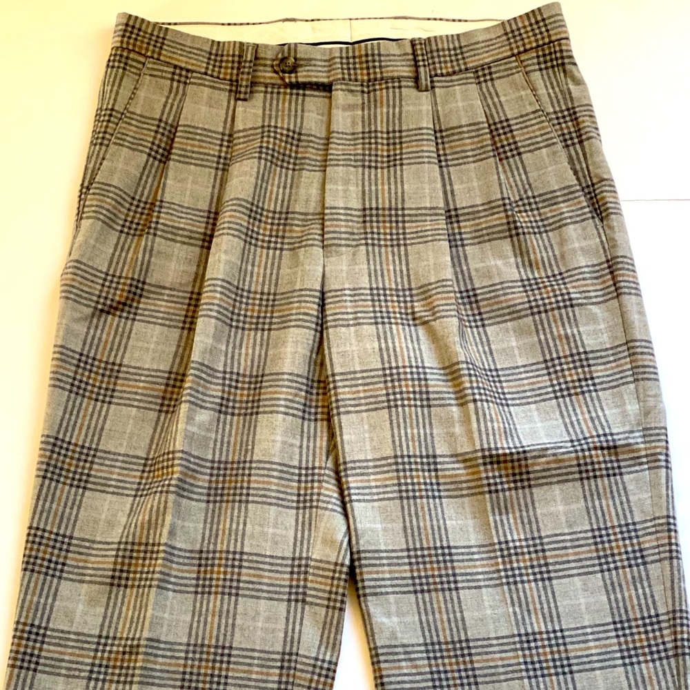 Wool Pleated Suit Pants Big/Tall 33